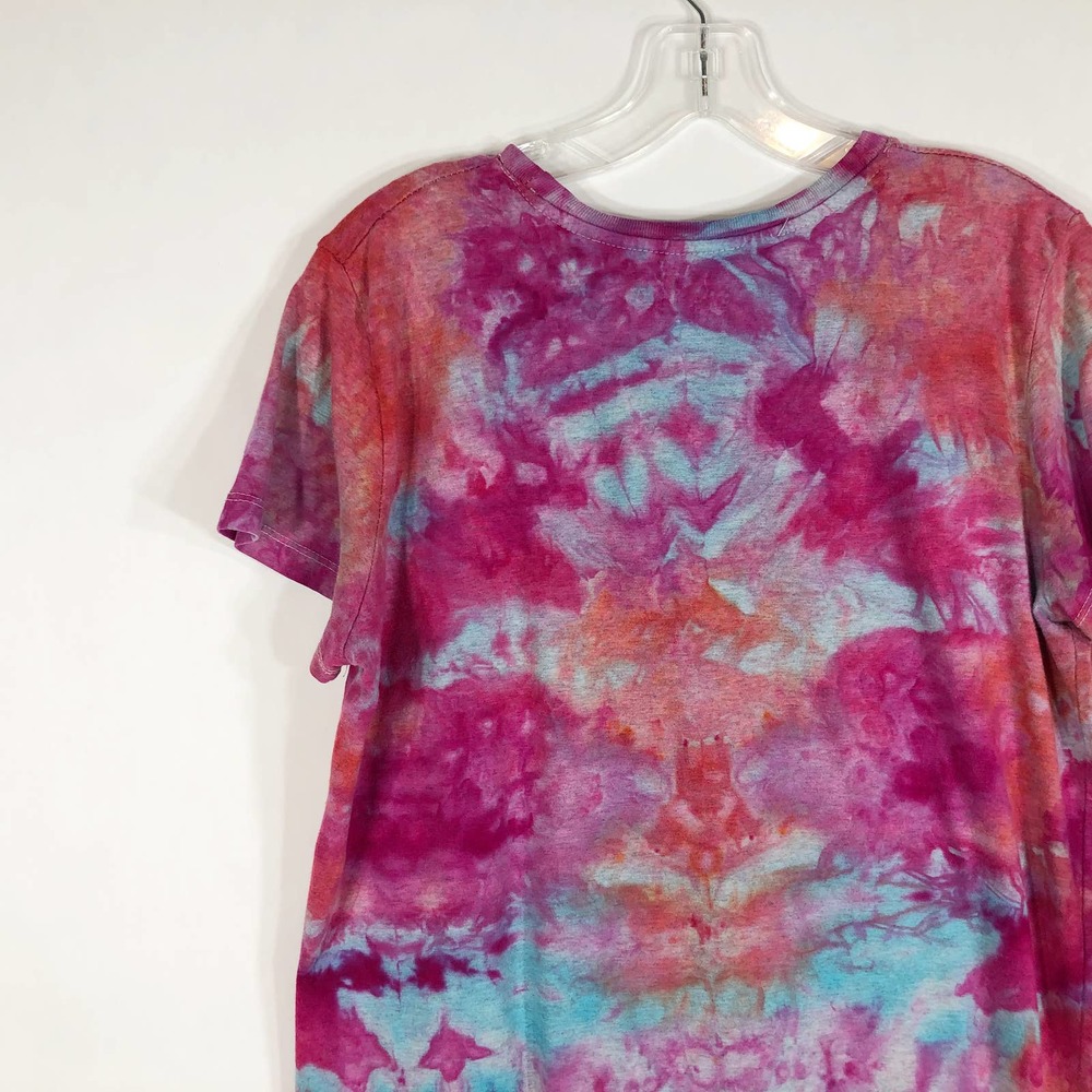Tie Dye Size Large Tee Shirt Top Fly High Pink Blue Butterflies Handmade 1310 - Picture 3 of 9